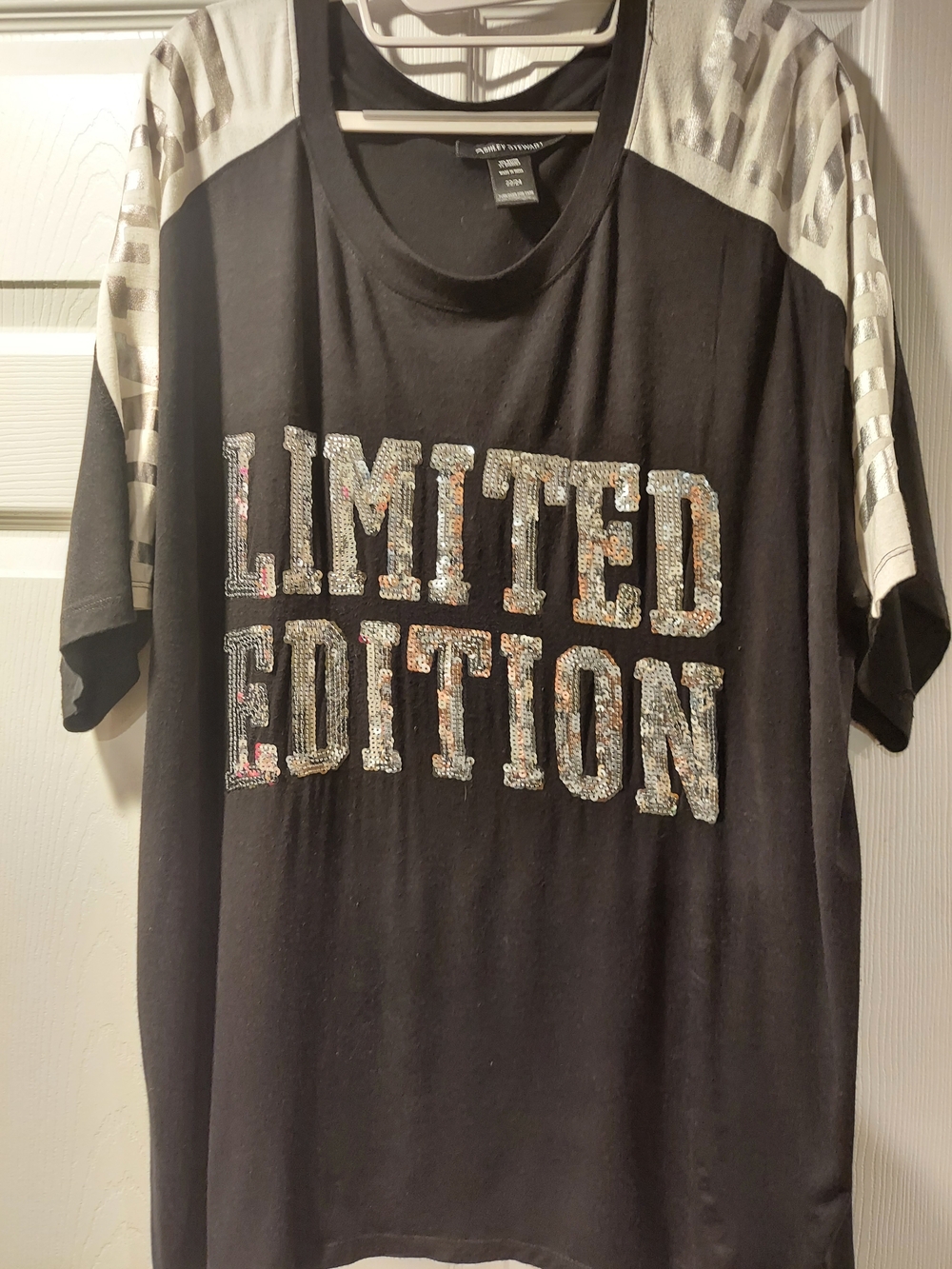 Ashley Stewart Black Sequin 'LIMITED EDITION' Jersey Tee